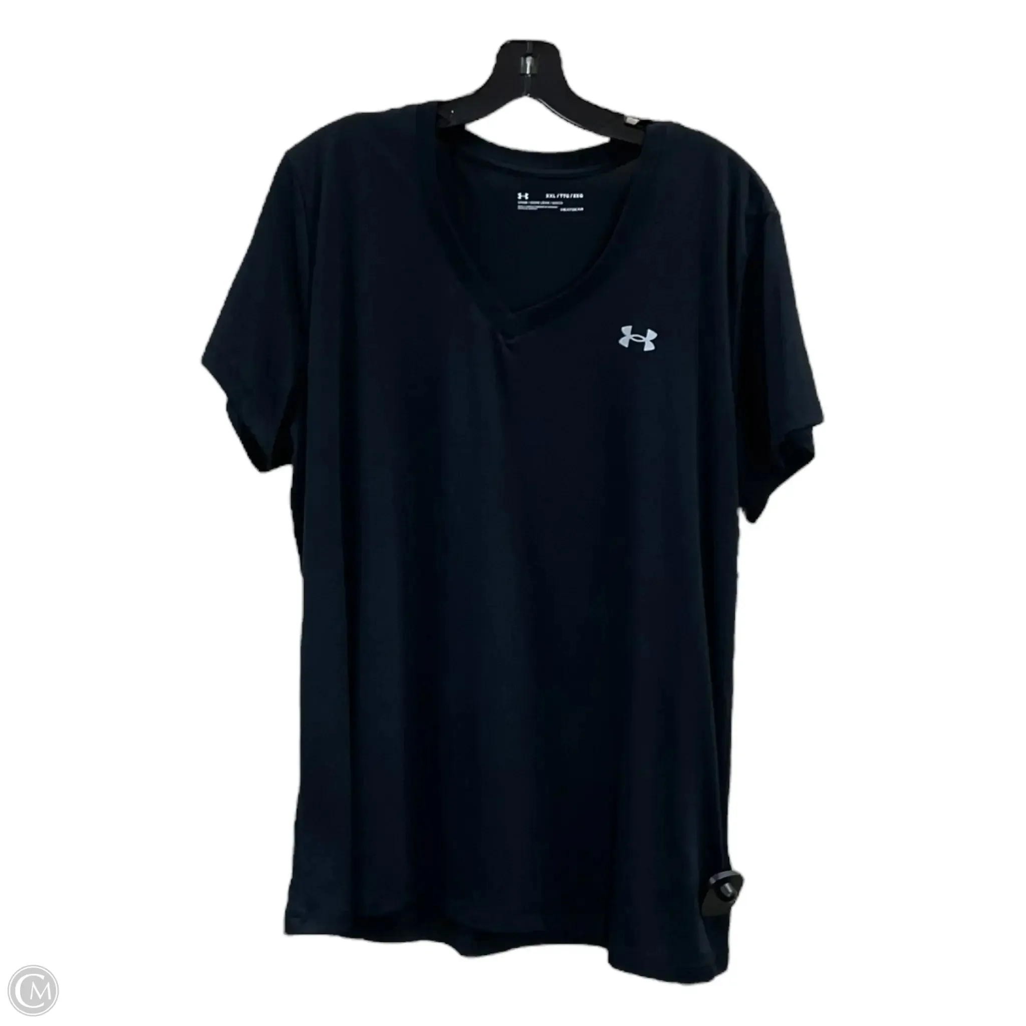 Athletic Top Short Sleeve By Under Armour In Black, Size: 1x