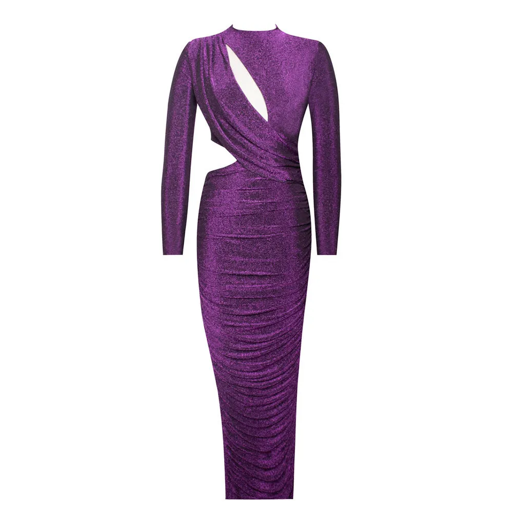 Autumn Women's Dress Bag Hip Slit Long Sleeve Party Dress