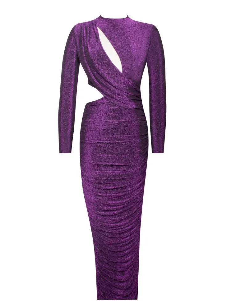 Autumn Women's Dress Bag Hip Slit Long Sleeve Party Dress