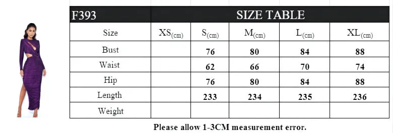 Autumn Women's Dress Bag Hip Slit Long Sleeve Party Dress