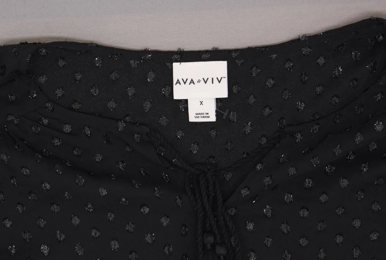 Ava & Viv Women's Plus Size Textured Tie Front Blouse Black Plus X