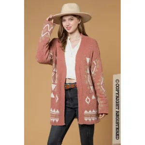 Aztec graphic knit soft cozy sweater cardigan