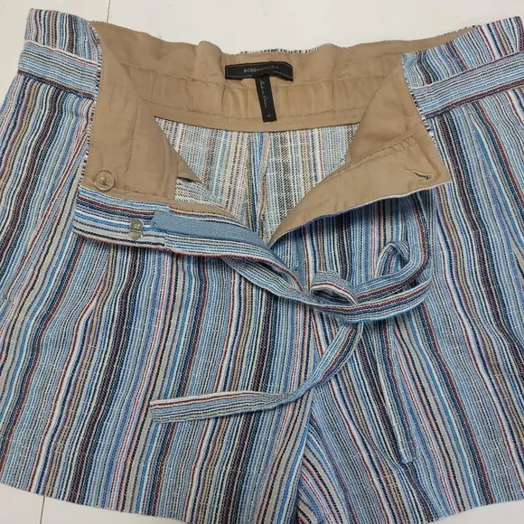BCBG MAXAZRIA Striped Women's Shorts - Blue and Tan Size Medium