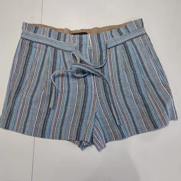BCBG MAXAZRIA Striped Women's Shorts - Blue and Tan Size Medium
