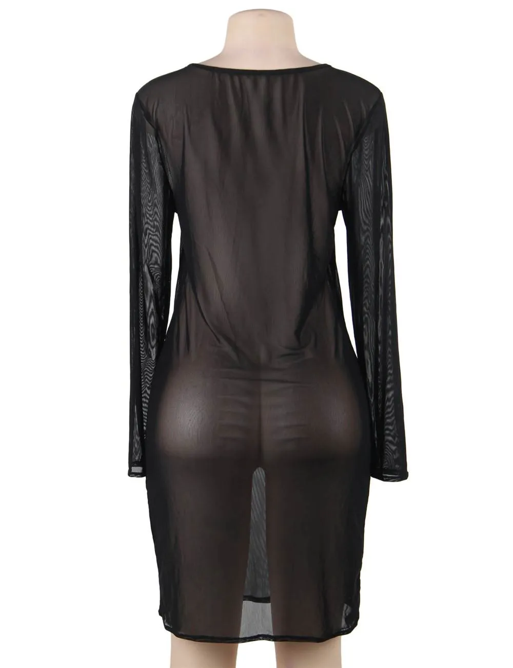 Beach Cover Women's Egyptian Black Sexy Perspective Gauze Long Sleeve Dress Egypt