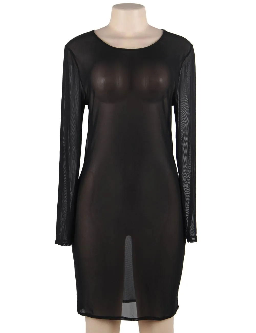 Beach Cover Women's Egyptian Black Sexy Perspective Gauze Long Sleeve Dress Egypt