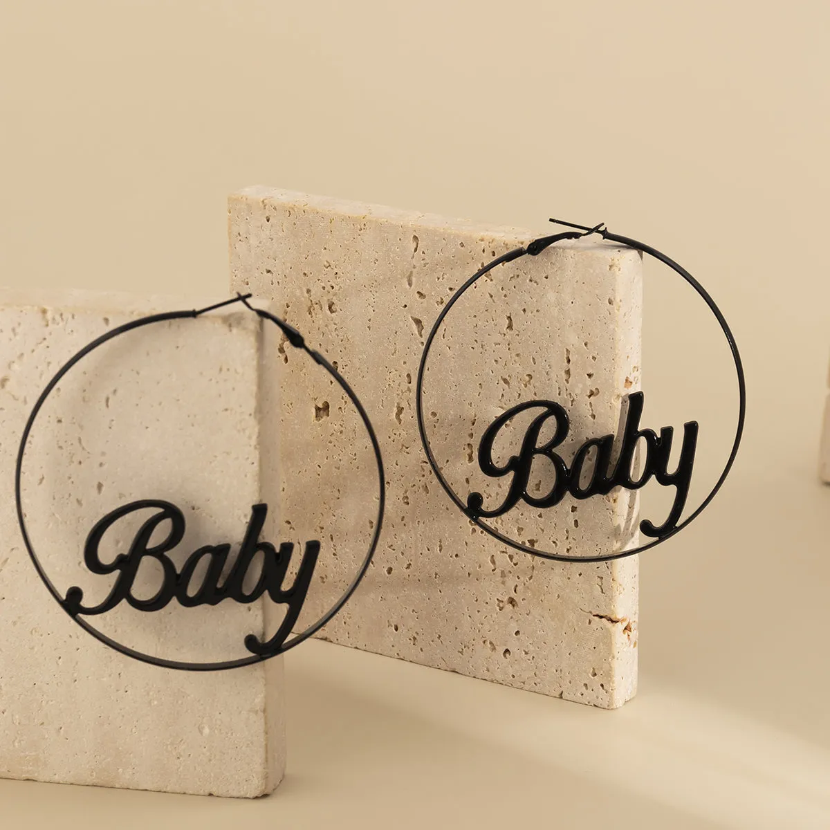Black 'Baby' Hoop Earrings