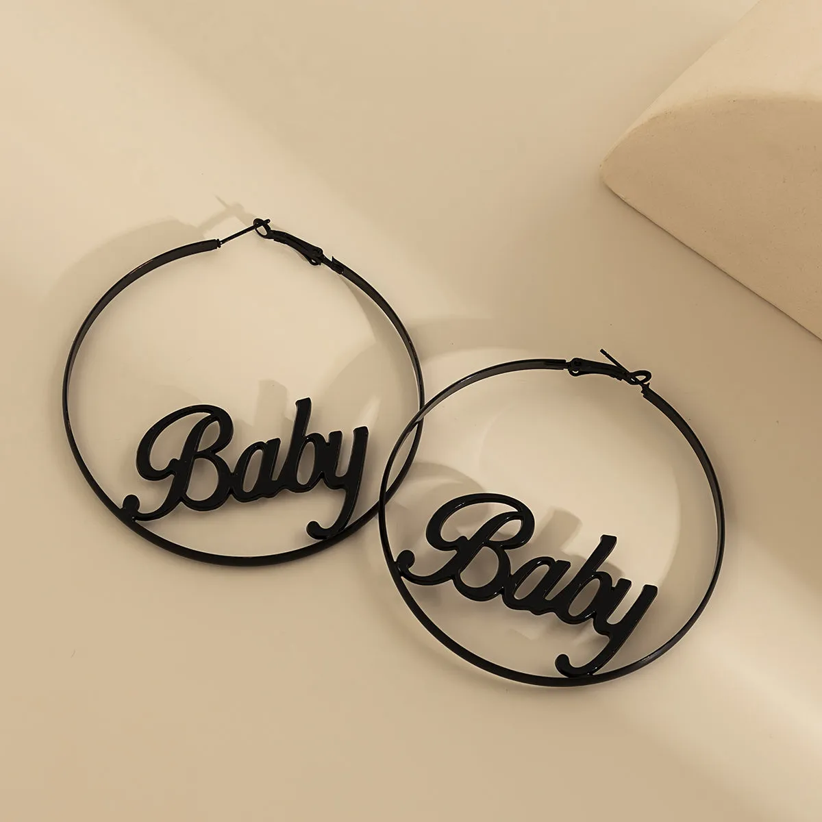 Black 'Baby' Hoop Earrings