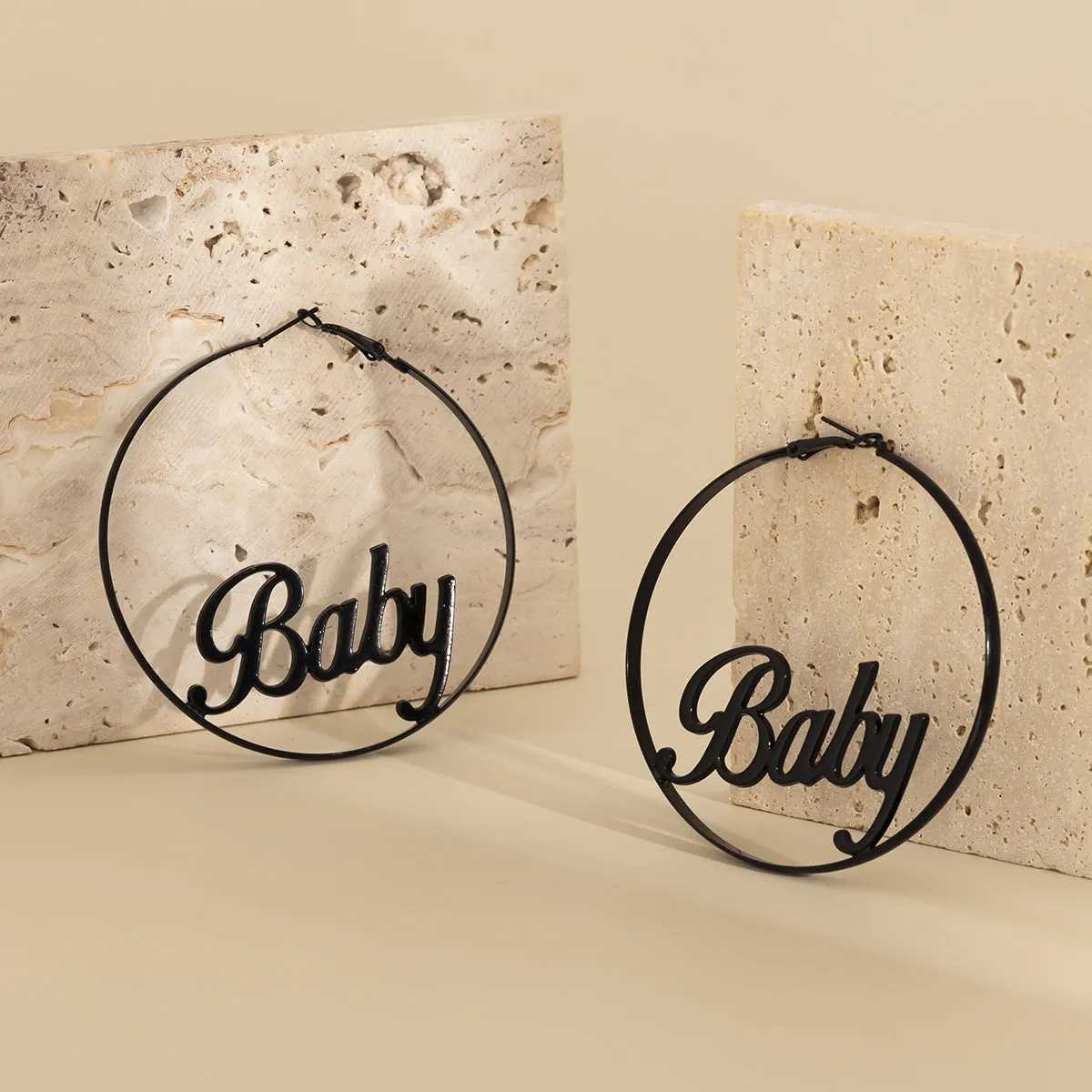 Black 'Baby' Hoop Earrings