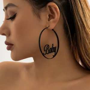 Black 'Baby' Hoop Earrings