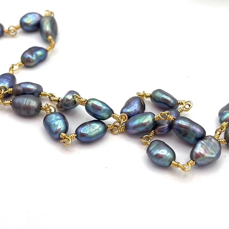 Black Freshwater Pearl with Lavender Seashell Pendant Necklace