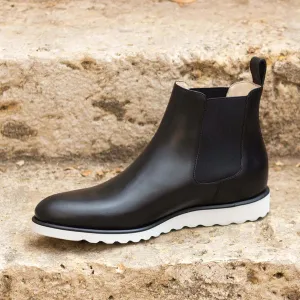 Black Leather Slip-On Chelsea Boots Sneakers Sole - Boots