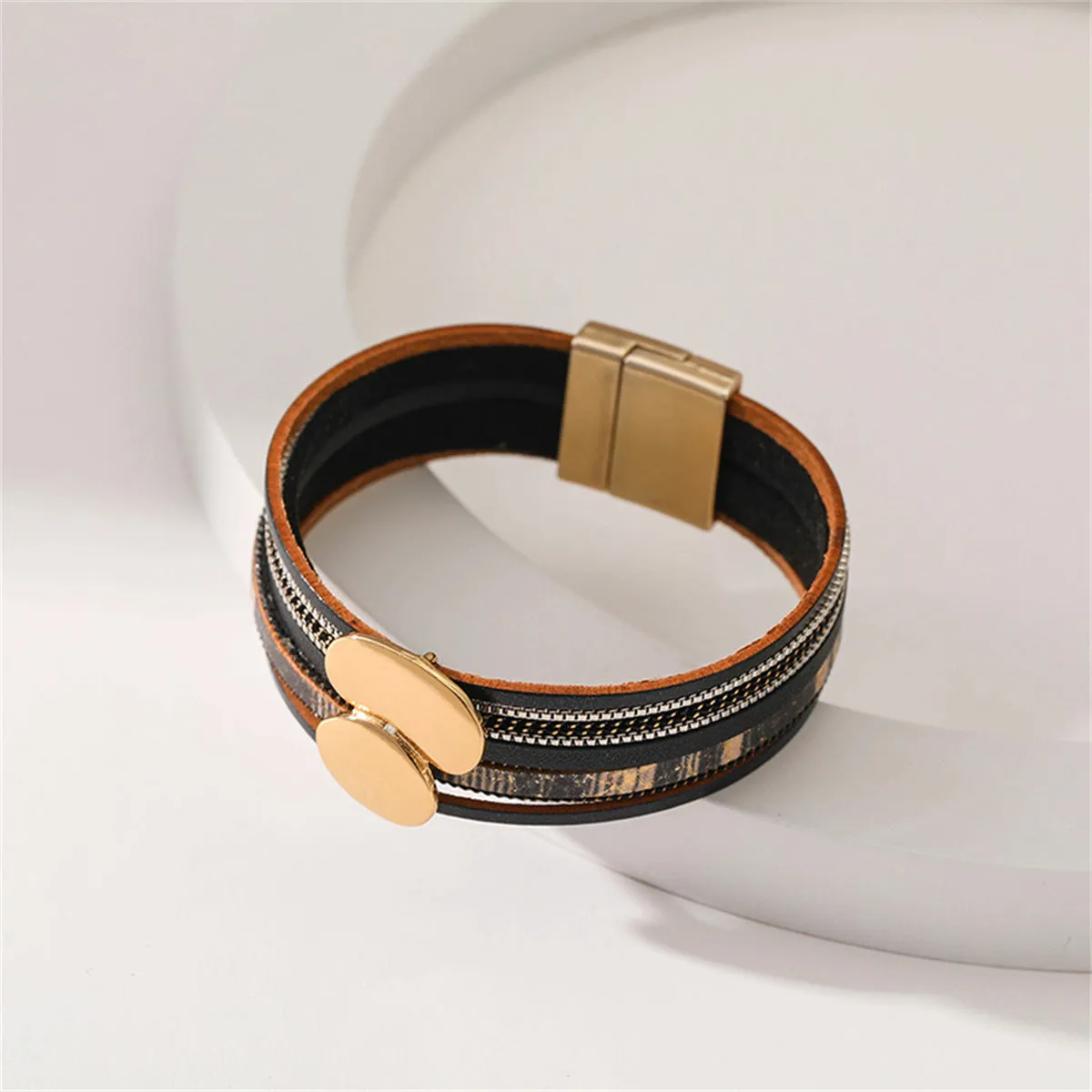 Black Polystyrene & 18K Gold-Plated Pea Layered Bracelet
