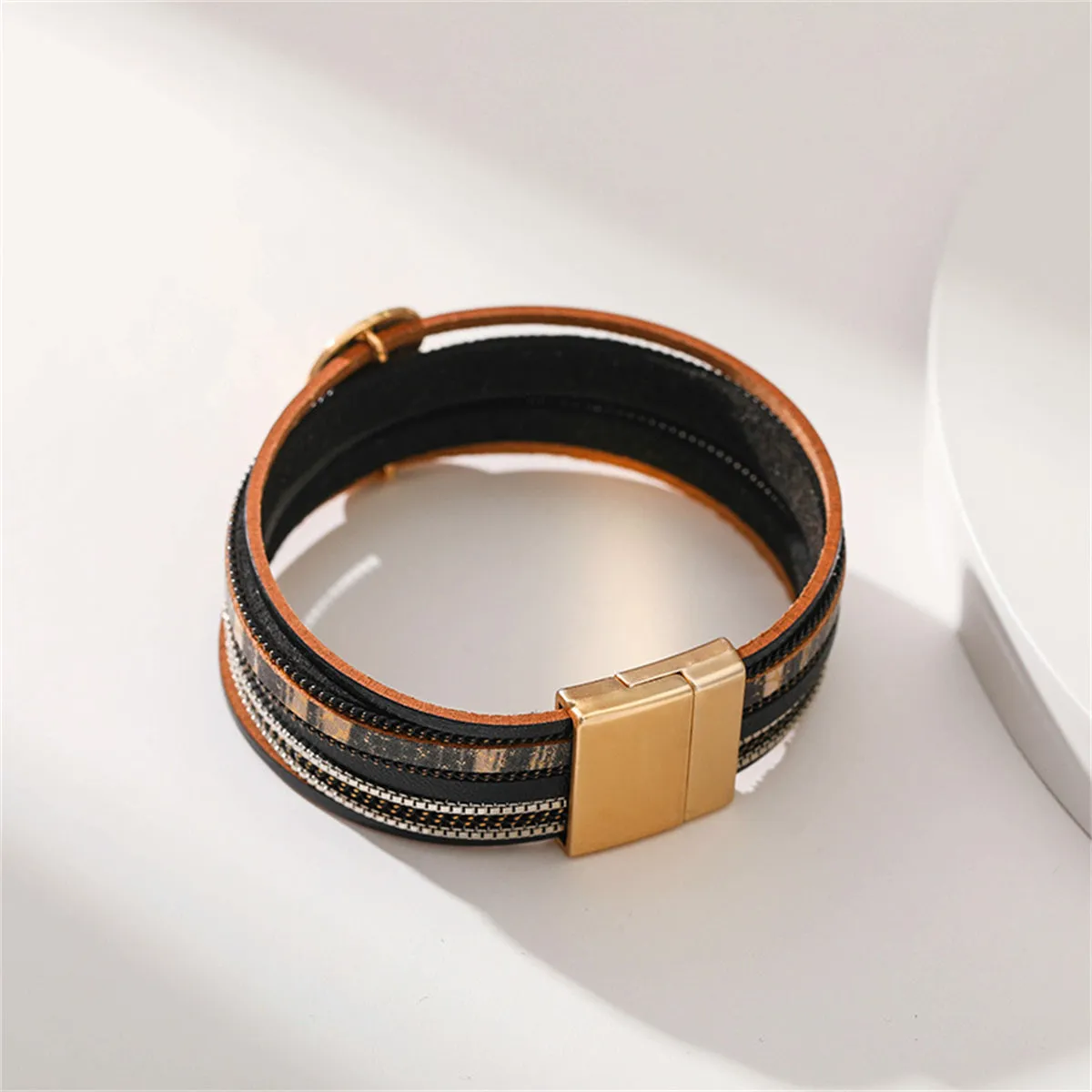 Black Polystyrene & 18K Gold-Plated Pea Layered Bracelet