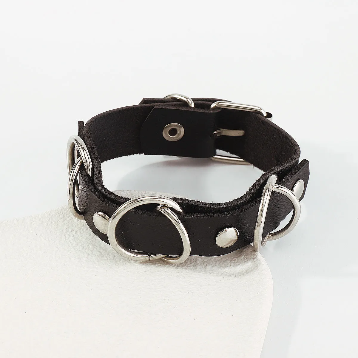 Black Polystyrene & Silver-Plated Station Bracelet