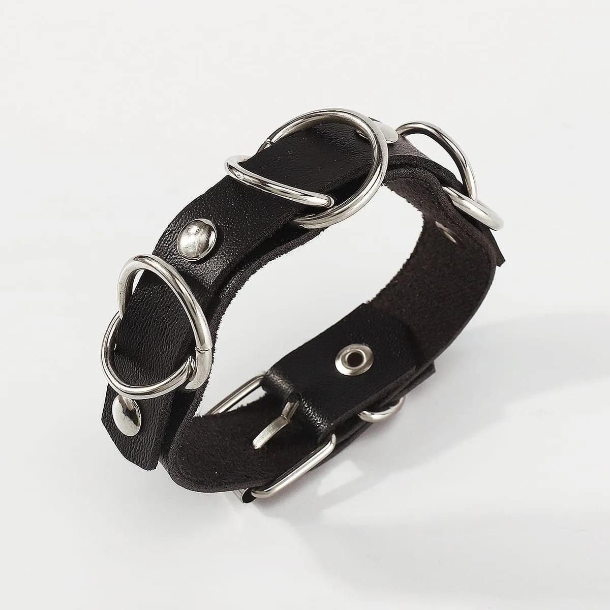Black Polystyrene & Silver-Plated Station Bracelet