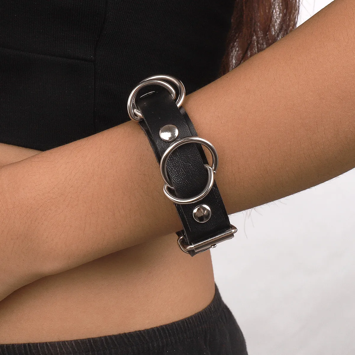 Black Polystyrene & Silver-Plated Station Bracelet