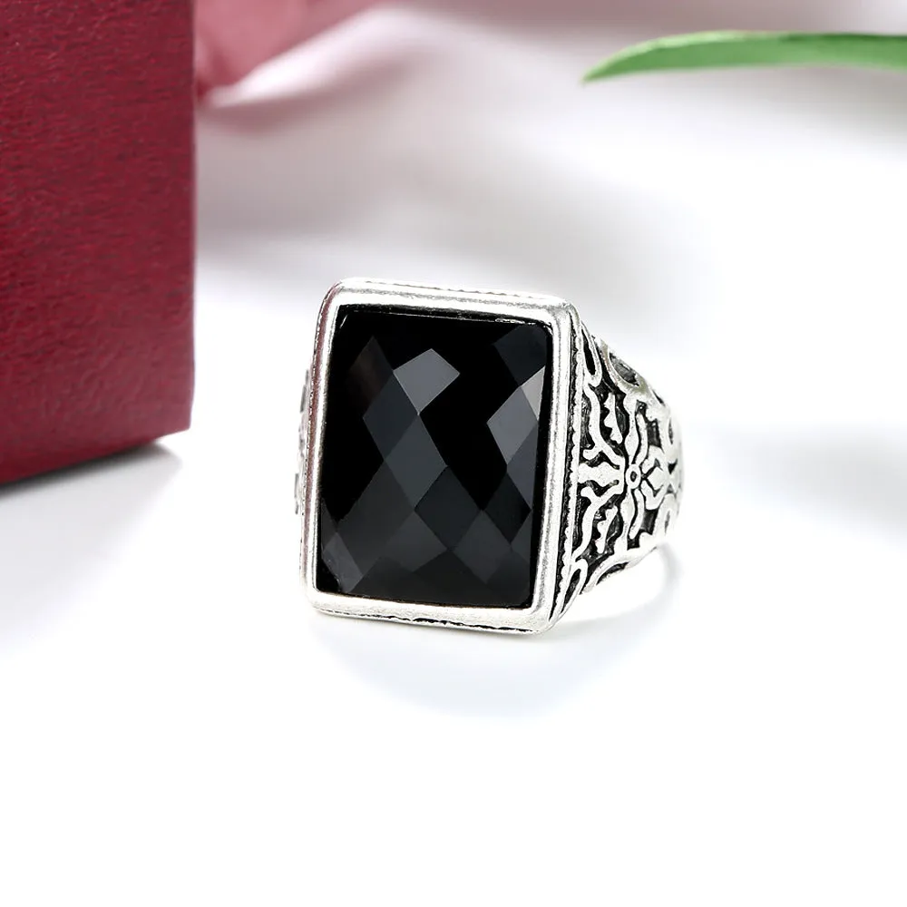 Black Rectangle Band Ring