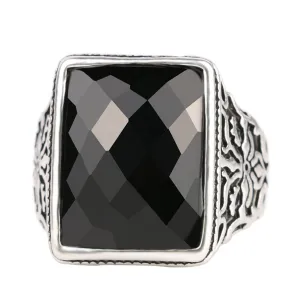 Black Rectangle Band Ring