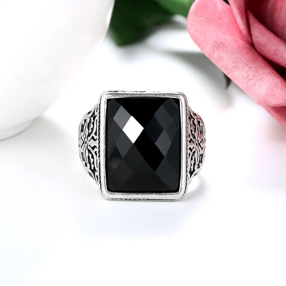 Black Rectangle Band Ring