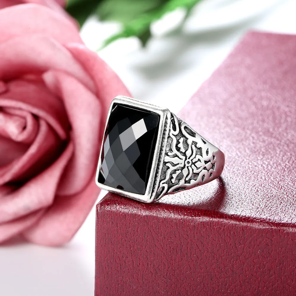 Black Rectangle Band Ring