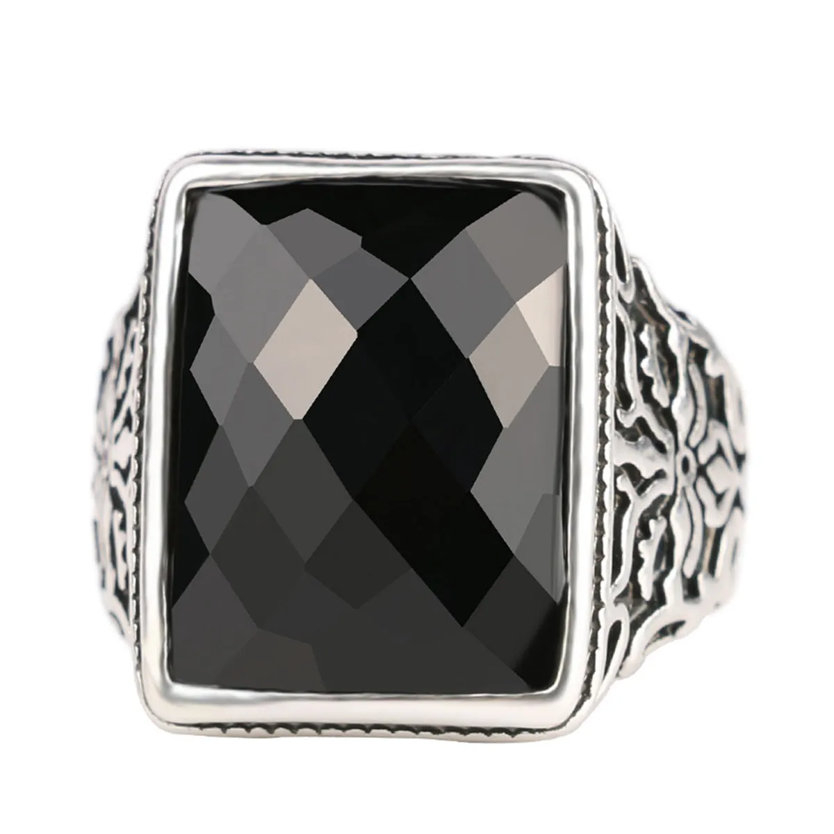 Black Rectangle Band Ring