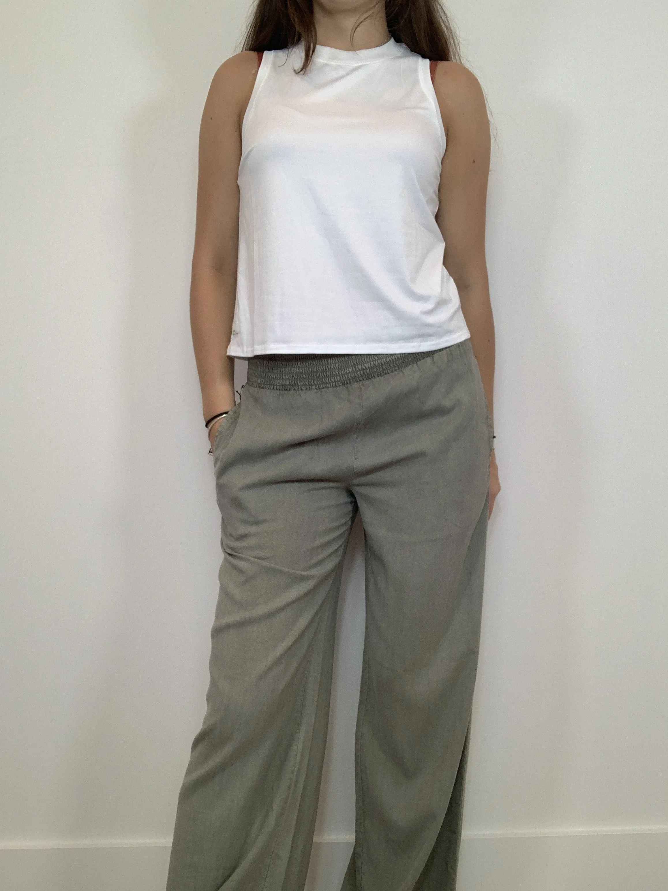 Black Tape Cuffed Pull-On Pant