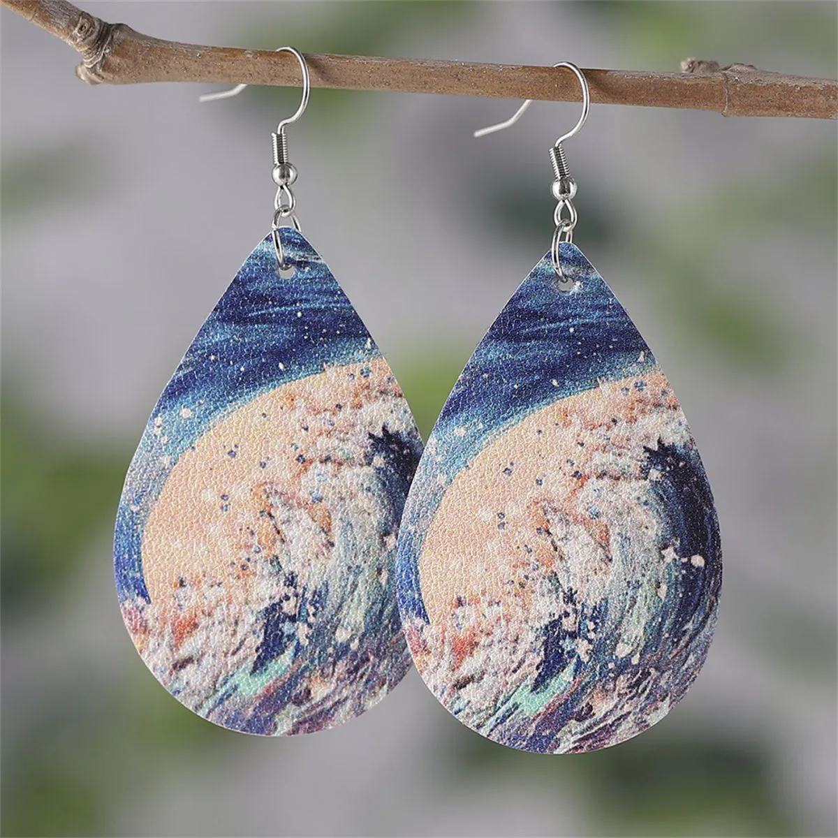 Blue & Beige Tide Drop Earrings