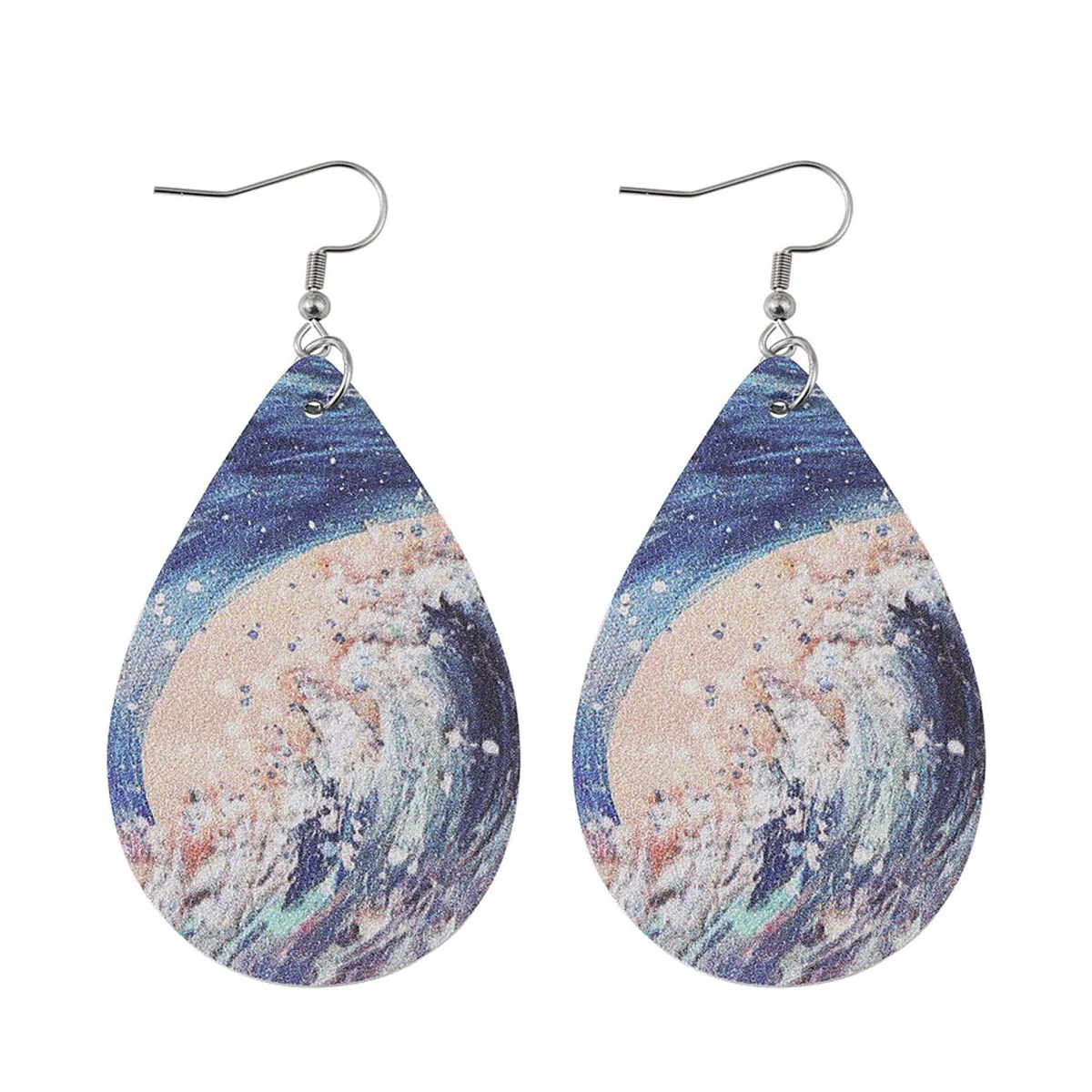 Blue & Beige Tide Drop Earrings