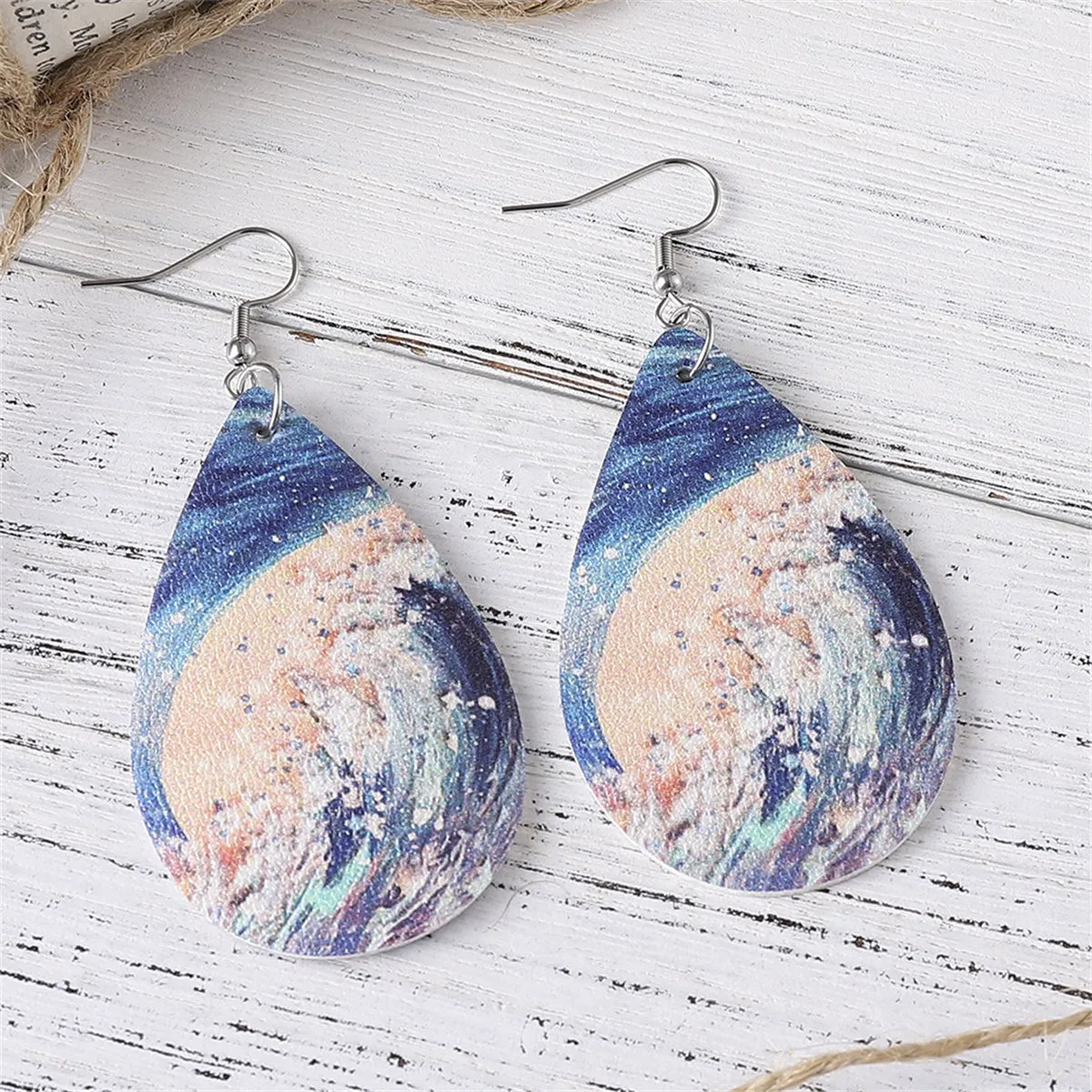Blue & Beige Tide Drop Earrings