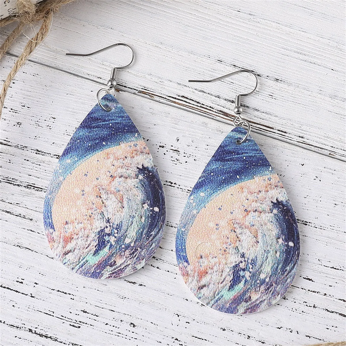 Blue & Beige Tide Drop Earrings