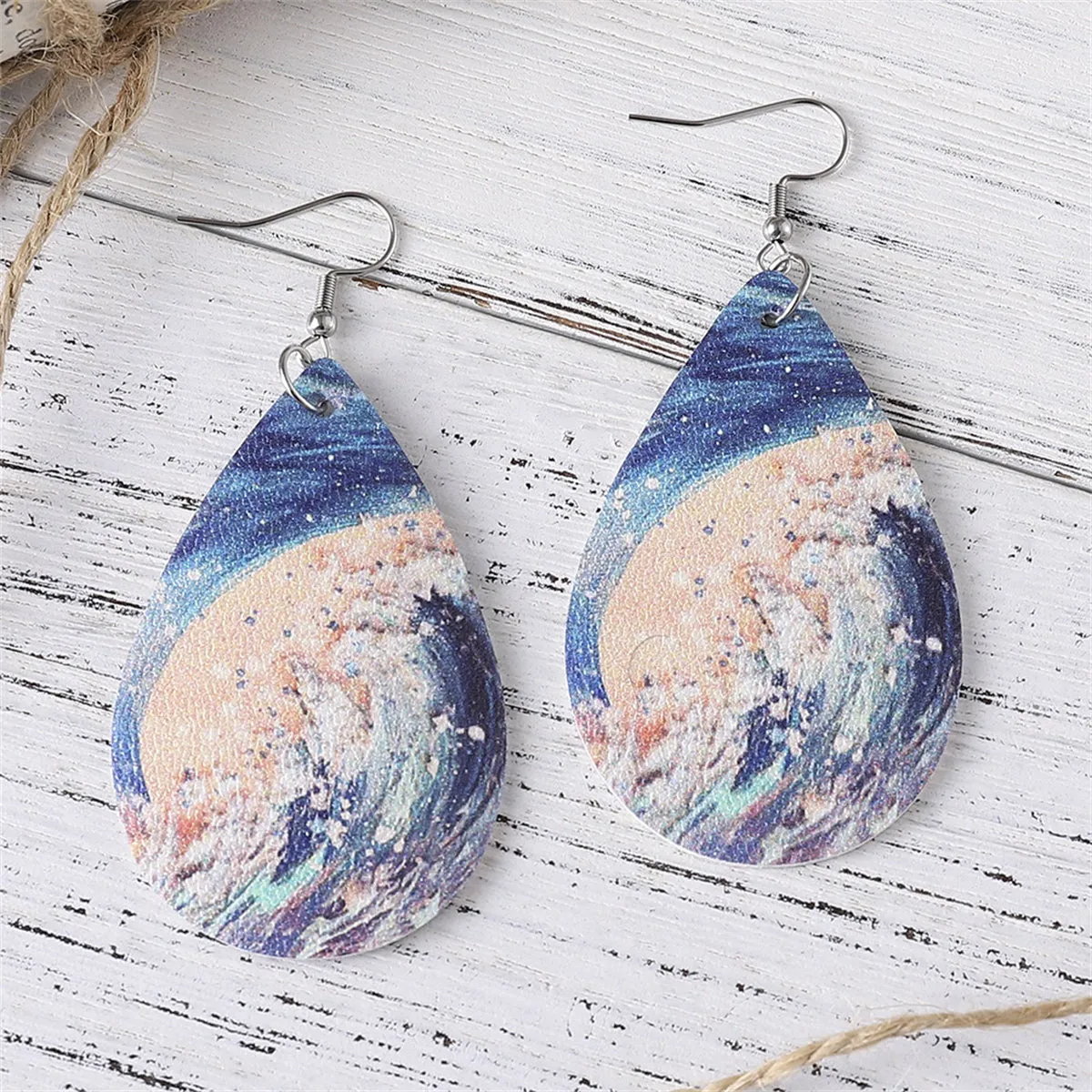 Blue & Beige Tide Drop Earrings