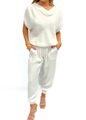 Bobi Rib Mix Jogger Pant - Ivory