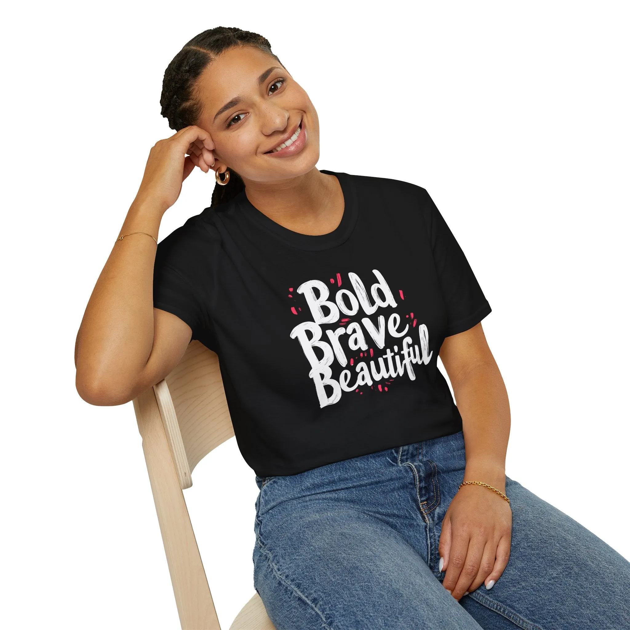 Bold Brave Beautiful Softstyle Tee, Graphic Tee, Inspirational T-Shirt, Unisex Clothing, Gift for Her