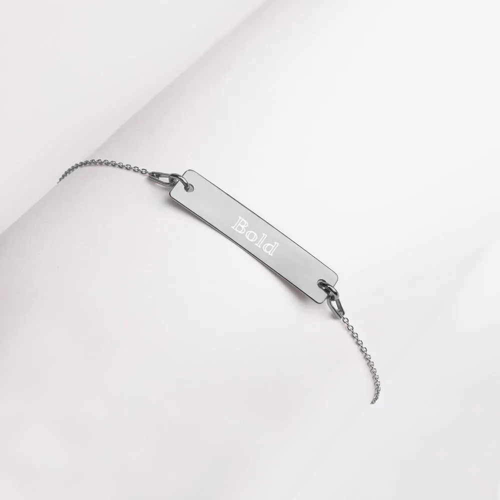 “Bold” Engraved Self-Affirmation Bar & Chain Bracelet