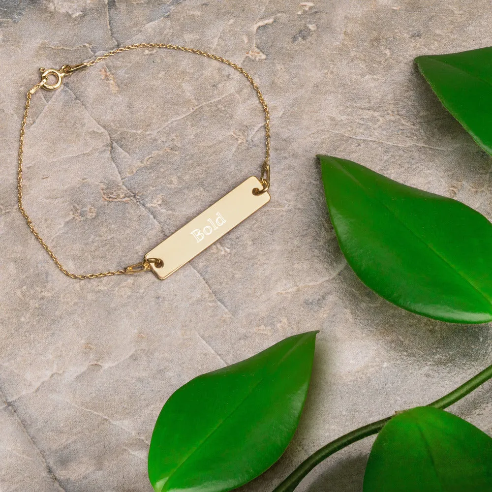 “Bold” Engraved Self-Affirmation Bar & Chain Bracelet