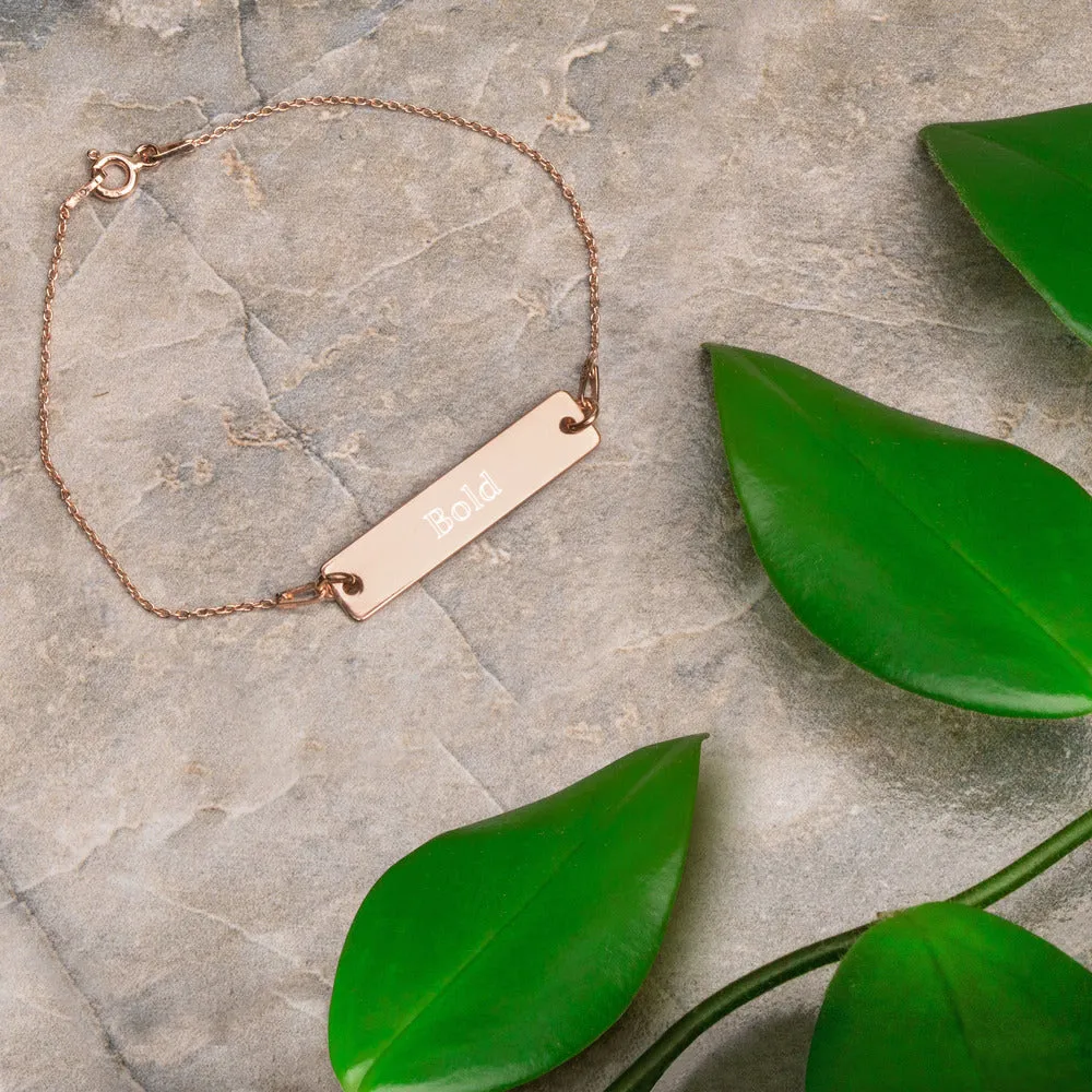 “Bold” Engraved Self-Affirmation Bar & Chain Bracelet