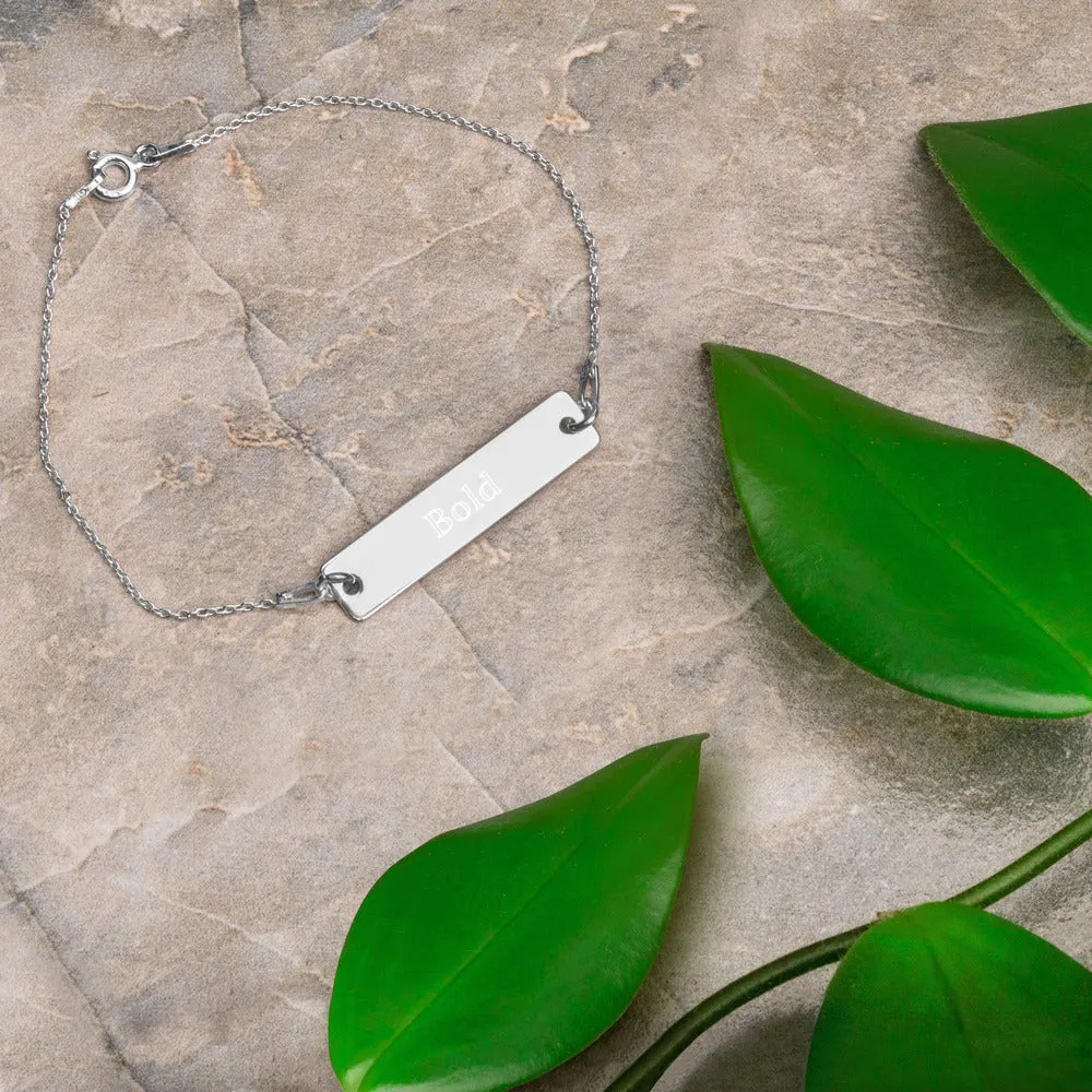 “Bold” Engraved Self-Affirmation Bar & Chain Bracelet