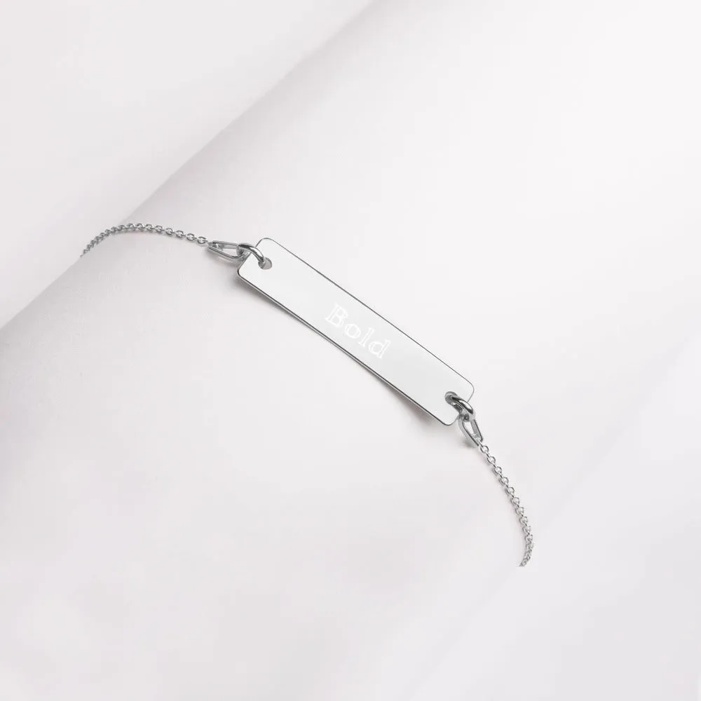 “Bold” Engraved Self-Affirmation Bar & Chain Bracelet