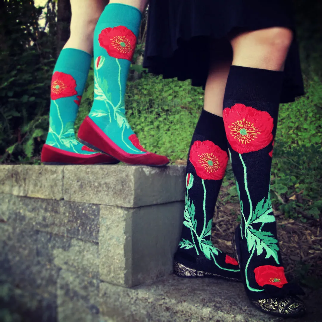 Bold Poppies, Lake - Knee Highs by Modsocks