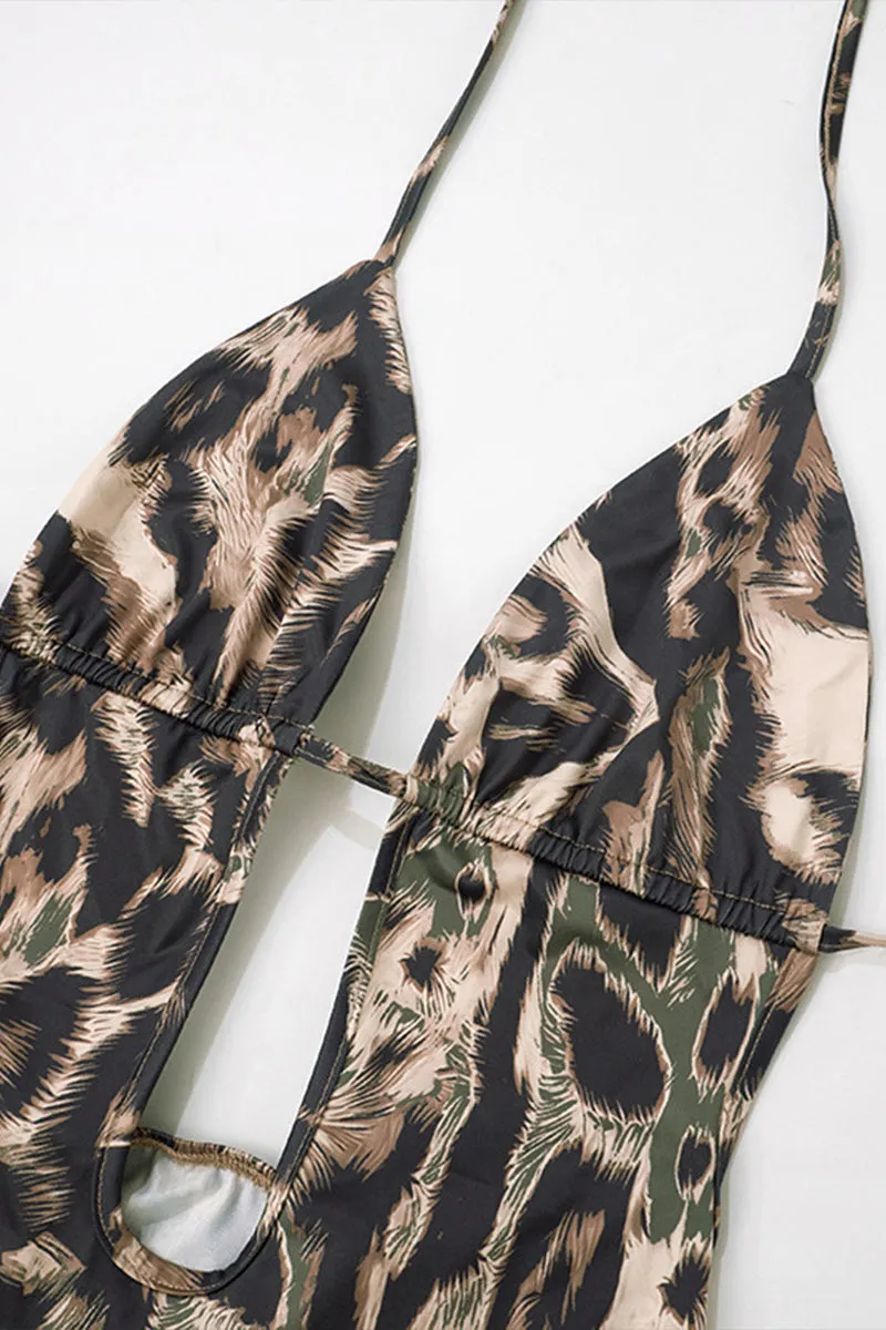 BS3329 Leopard Halter Long Dress