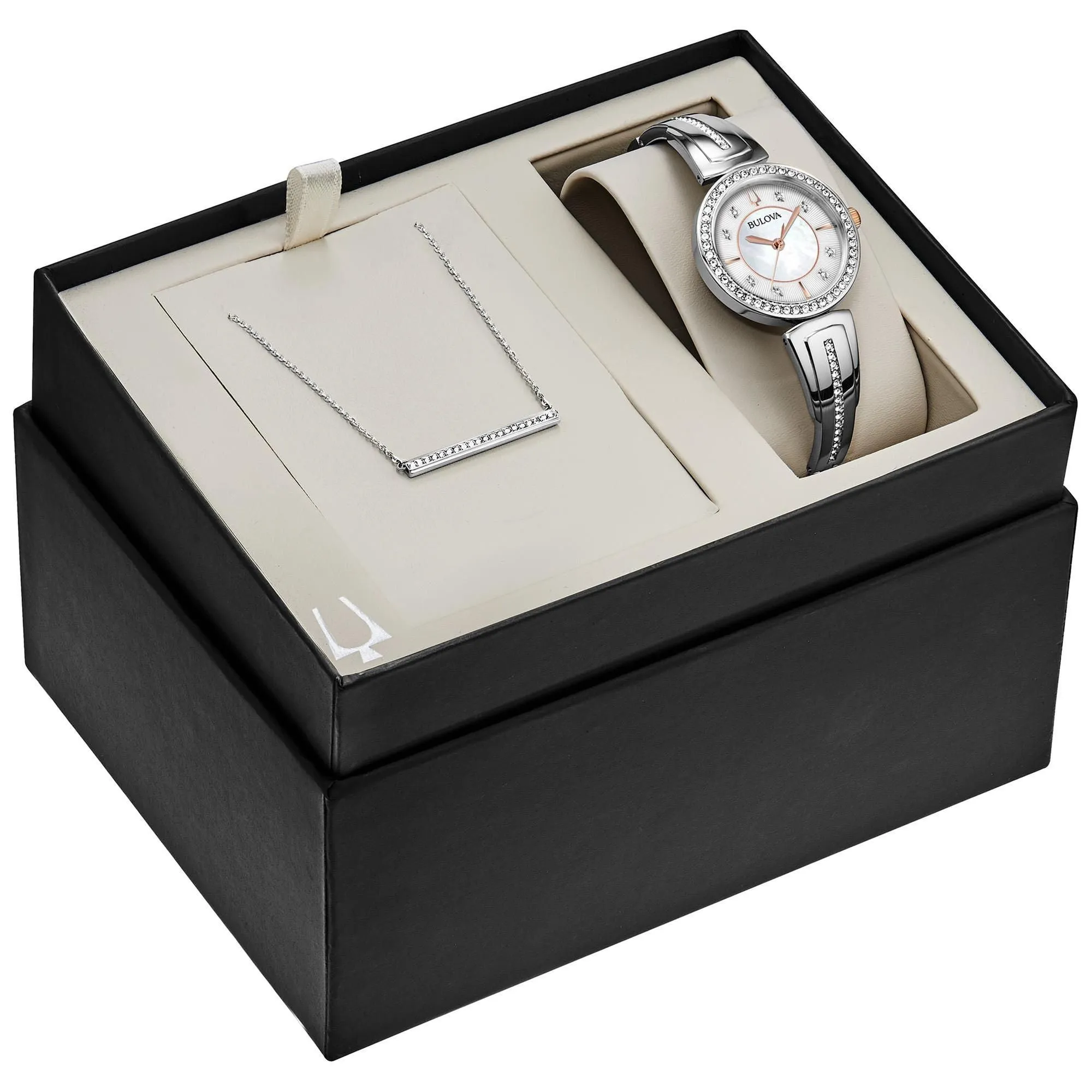 Bulova Ladies' Crystal Watch and Bar Necklace Gift Set 98X126