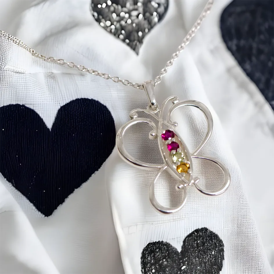 Butterfly Mother's Family Birthstone Pendant or Necklace
