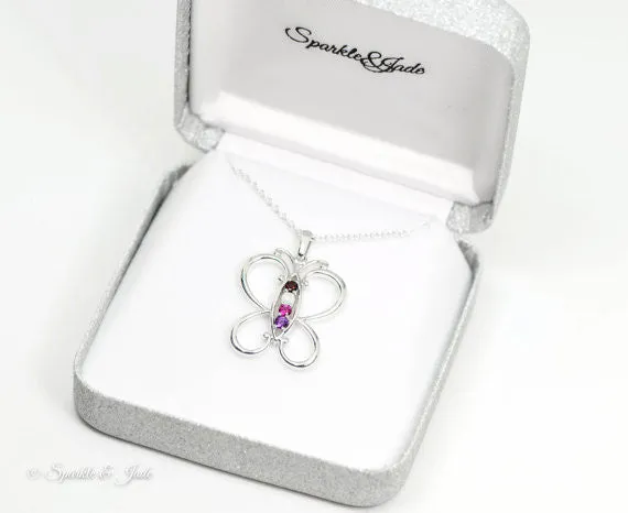 Butterfly Mother's Family Birthstone Pendant or Necklace