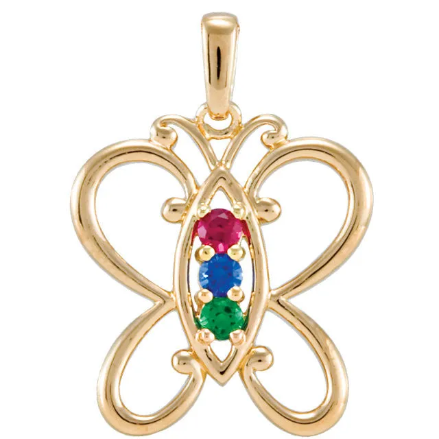 Butterfly Mother's Family Birthstone Pendant or Necklace