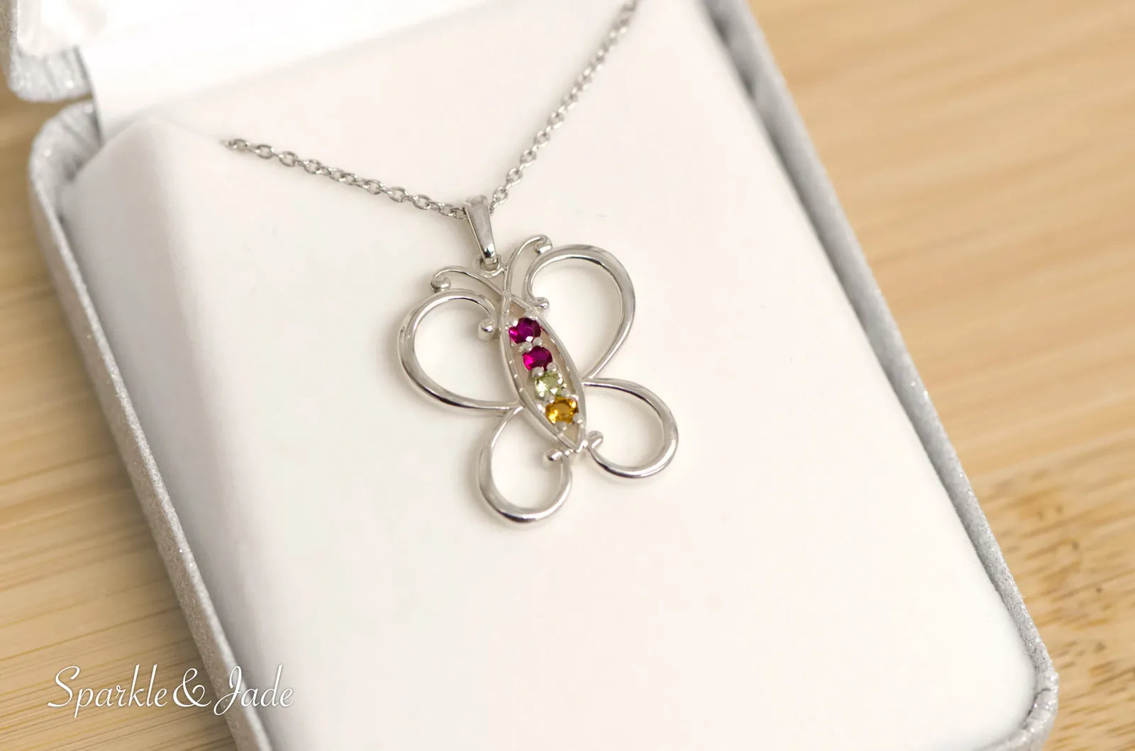 Butterfly Mother's Family Birthstone Pendant or Necklace