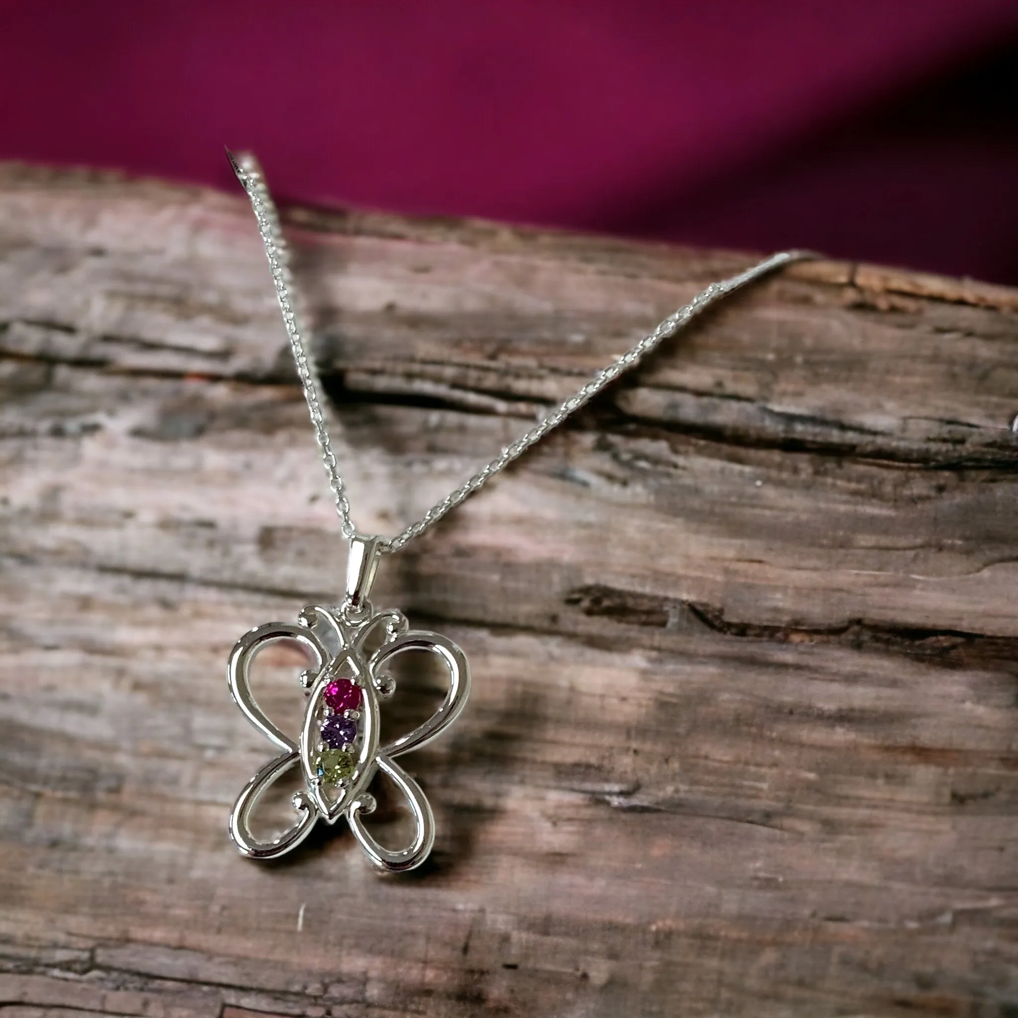 Butterfly Mother's Family Birthstone Pendant or Necklace