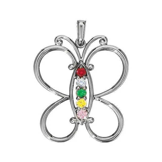 Butterfly Mother's Family Birthstone Pendant or Necklace