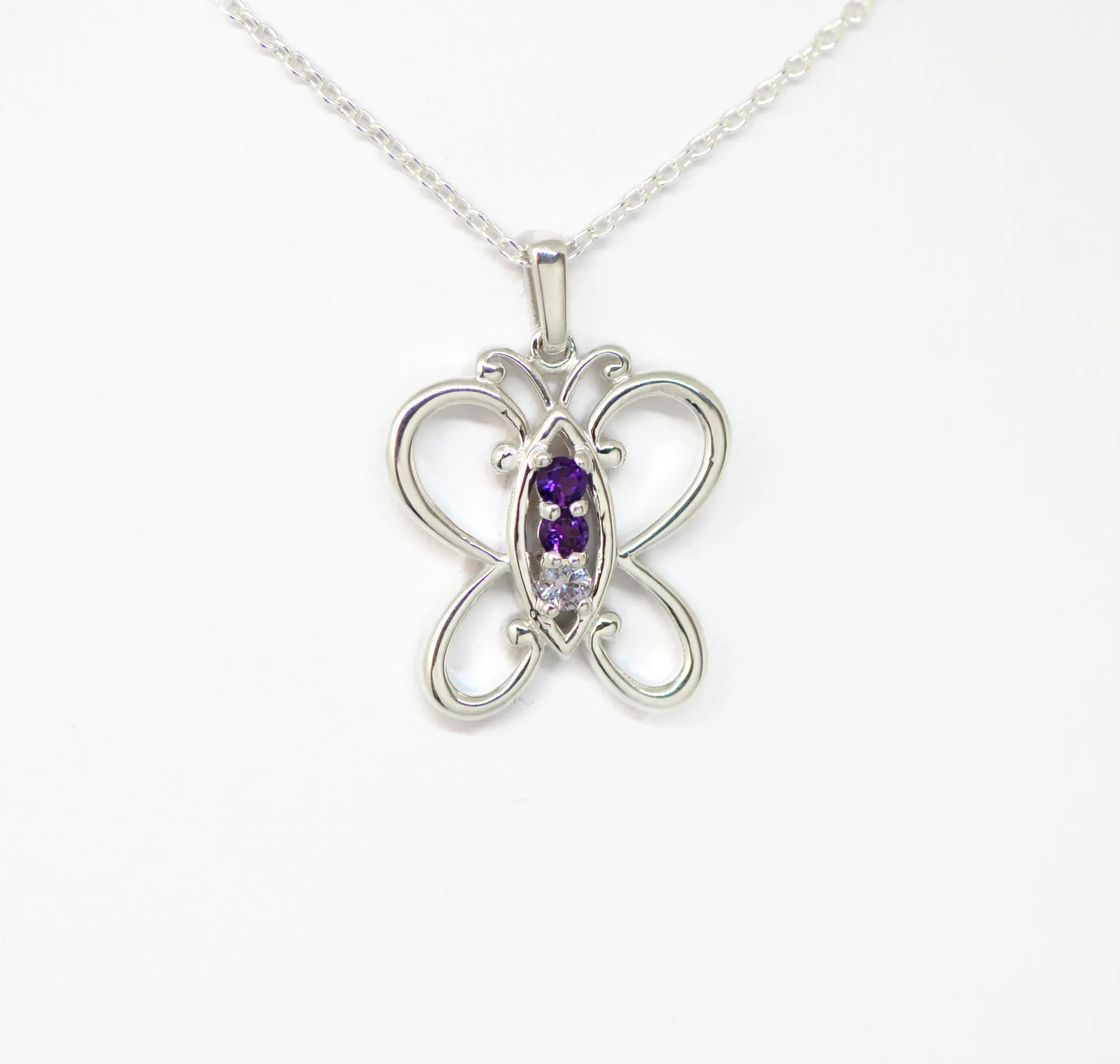 Butterfly Mother's Family Birthstone Pendant or Necklace