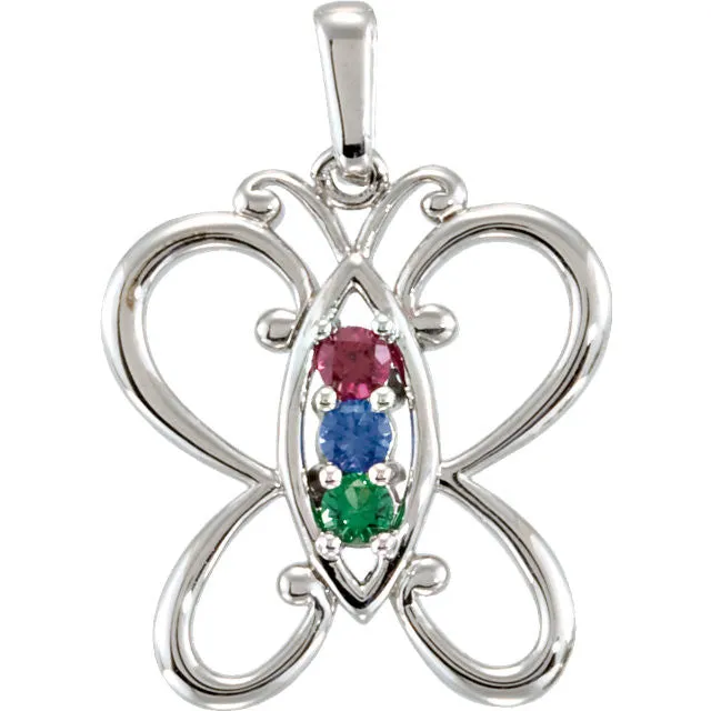 Butterfly Mother's Family Birthstone Pendant or Necklace